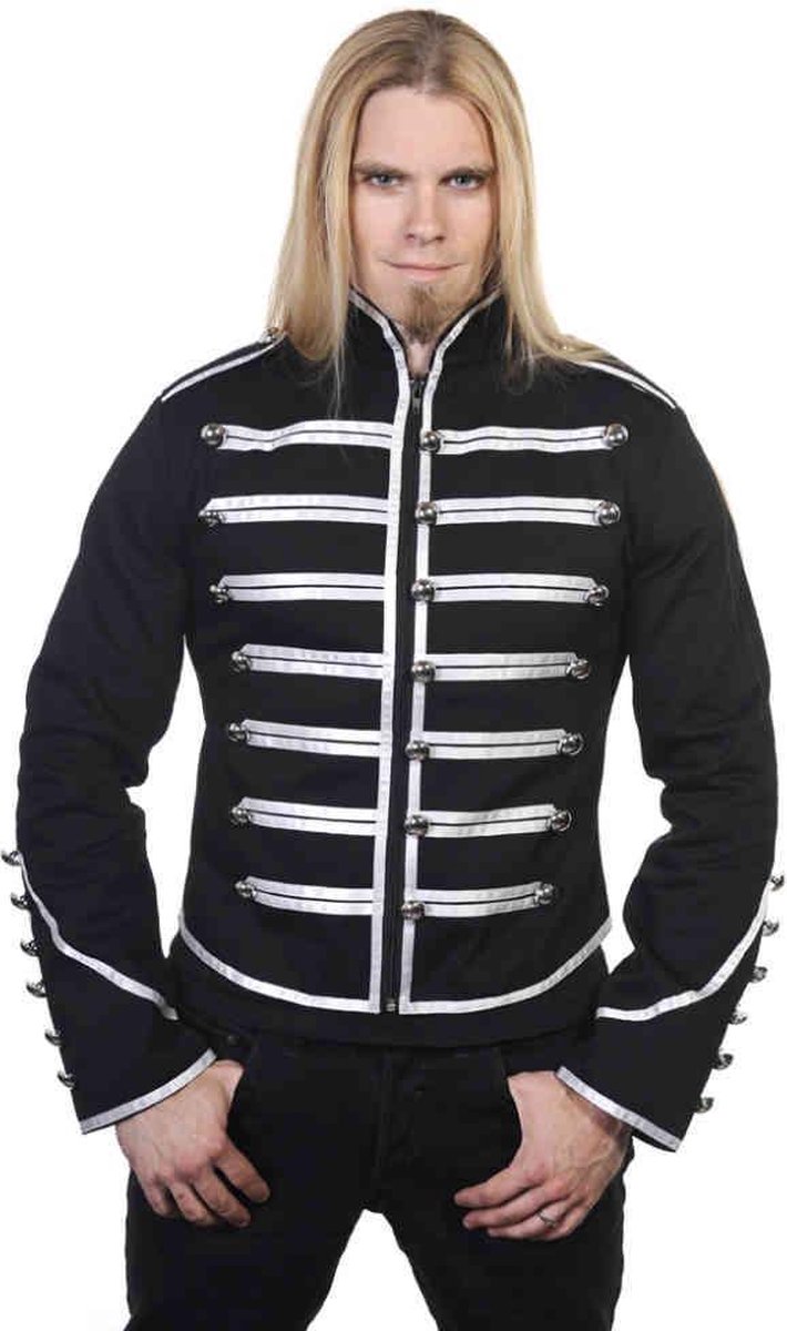 Banned - Military Drummer Jacket - L - Zwart/Zilverkleurig