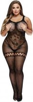 Baci - Kruisloze Catsuit Met Jarretel Look - Curvy