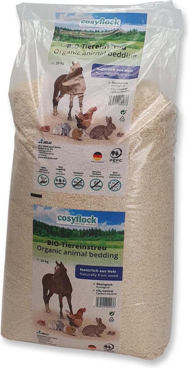 CosyFlock luxe bodembedekking voor knaagdieren & paarden 20kg / 400L vlokken van zachte houtsoorten