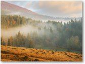 Foggy Morning - Mistige ochtend in de herfst - 40x30 Canvas Liggend - Landschap - Natuur