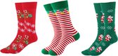 Set van 3 paar fun kerst sokken - maat 40 - 46