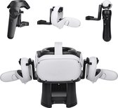 POCI 5 in 1 VR-standaard, muurbevestiging/bureaubeugelset voor Oculus Quest 2/RIFT/GO/PS VR/HTC Vive, houder voor headset en controller, kabelbeheer (zwart)