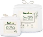 Bamboe Beddengoed Set - Dekbedovertrek 135x200 met 2 Kussenslopen 65x65 - Wit - Lakens set 140x200 - 3 Stuks - Wit Dekbedovertrek 1 persoons voor bed 90x190 - Bambaw