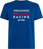 T-shirt blauw World Champion 2021 Racing | race supporter fan shirt | Formule 1 fan kleding | Max Verstappen / Red Bull racing supporter | wereldkampioen / kampioen | racing souvenir | maat M