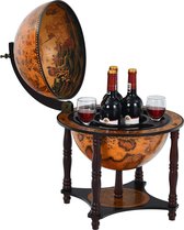 LUXGOODS Wijnrek ,Wereldbol wijnbar houder, klassiek aanrecht wijn organisator, 16e eeuw nautische grafiek wijn kast, tafel wijnrek voor eetkamer & woonkamer (Retro Bruin)