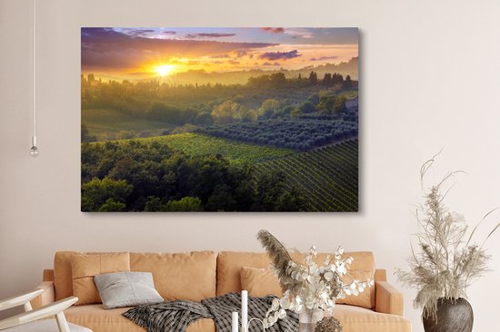 Tableau Toile Toscane - Paysage - Soleil - 150x100 cm - Décoration murale