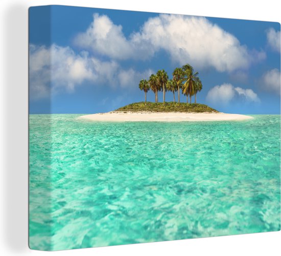 Canvas schilderij 160x120 cm - Wanddecoratie Caribisch eiland fotoprint - Muurdecoratie woonkamer - Slaapkamer decoratie - Kamer accessoires - Schilderijen