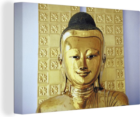Canvas Schilderij Gouden Boeddha beeld - Wanddecoratie
