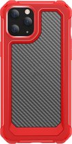Apple iPhone 12 Hoesje - Mobigear - Rugged Racing Serie - Hard Kunststof Backcover - Rood - Hoesje Geschikt Voor Apple iPhone 12