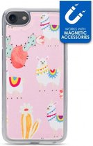 Apple iPhone 8 Hoesje - My Style - Magneta Serie - TPU Backcover - Pink Alpaca - Hoesje Geschikt Voor Apple iPhone 8