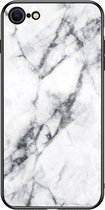 Apple iPhone 7 Hoesje - Mobigear - Marble Serie - Gehard Glas Backcover - Wit - Hoesje Geschikt Voor Apple iPhone 7