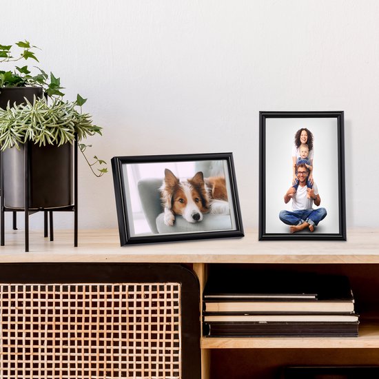 cadre photo relaxdays 10x15 cm - cadre photo - cadres d'échange - 2 cadres photo - passe partout noir