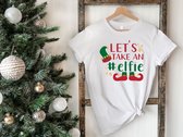 Lykke Let's Take An Elfie T-shirt | It's Christmas | Kerst | Mannen - Vrouwen - Unisex | Katoen | Wit | Maat XL