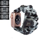 RipaWare Elastisch Scrunchie Watch bandje - Voor Apple geschikt - Textiel - 38, 40, 41mm - panter grof grijs