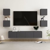 vidaXL 6-delige Tv-meubelset spaanplaat grijs
