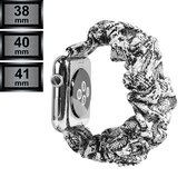RipaWare Elastisch Scrunchie Watch bandje - Voor Apple geschikt - Textiel - 38, 40, 41mm - zwart / wit