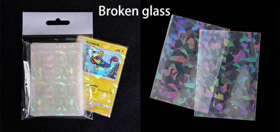 Thumbnail van een extra afbeelding van het spel acid & pvc vrije kaart sleeves | card sleeves | holographic clear broken glass | 50 stuks | 56mm x 87mm
