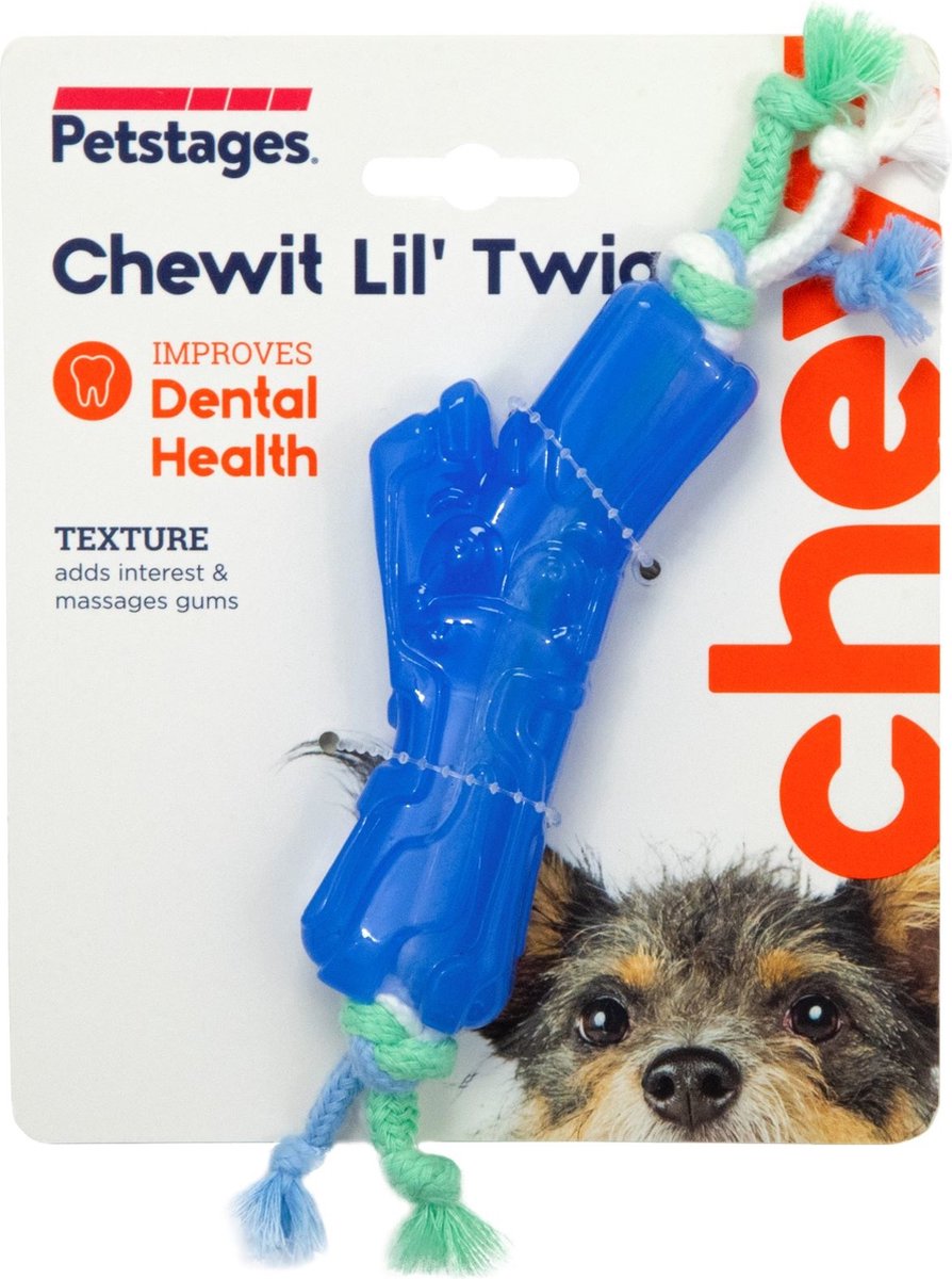 Petstages Orka Chewit Lil' Twig - Hondenspeelgoed - 21x4.5x1.5 cm 120 g Mintgroen Blauw