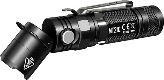 NiteCore zaklamp MT21C Cree XP-L HD V6 LED met kantelbare kop - Zwart