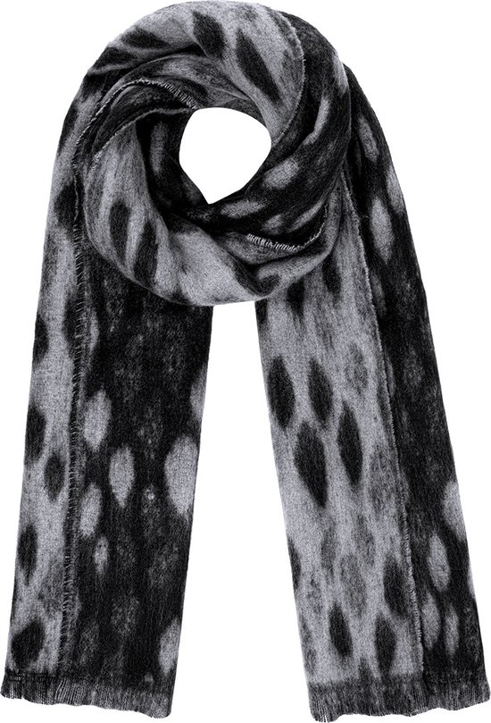 Sjaal met dierenprint | Grijs - Zwart