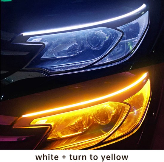 fax marge contact White to Yellow,2 Stuks Led Drl Auto Dagrijverlichting Flexibele  Waterdichte Strip... | bol.com
