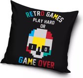 Retro Games Play Hard or Game Over - Sierkussenhoes - 40 x 40 cm