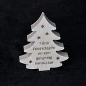 Houten kerstboom 14cm - Kerstdecoratie - Fijne feestdagen en een gelukkig nieuwjaar - Van Aaken Design - Berken multiplex
