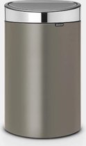 Brabantia Touch Bin Prullenbak - 40 l - Platinum met Matt Steel deksel