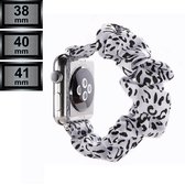 RipaWare Elastisch Scrunchie Watch bandje - Voor Apple geschikt - Textiel - 38, 40, 41mm - jaguar wit