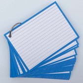 Leitner Flashcards - 50 flashcards A6 formaat (10,5 x 15 cm) - Blauw - Systeemkaarten - Flitskaarten - Indexkaarten - Flashkaarten - Gelinieerd dubbelzijdig - Perforatie & Klikring