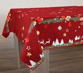 Nappe anti-tache Noel rouge ronde 160 cm - Accessoires de table décoratifs - Décoration de salon - Bonne et Plus®