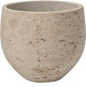 Pot Rough Orb M Grey Washed Fiberclay 25x21 cm grijze ronde bloempot