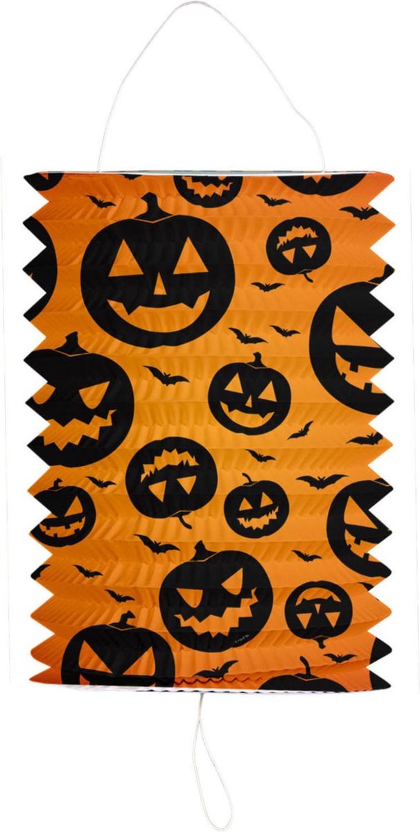 3x stuks ronde lampion 16 x 22 cm pompoenen - Halloween trick or treat lampionnen versiering - treklampion — afbeelding 2