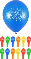 12x stuks Happy Easter thema ballonnen in verschillende kleuren 23 cm - Pasen - Paasversiering