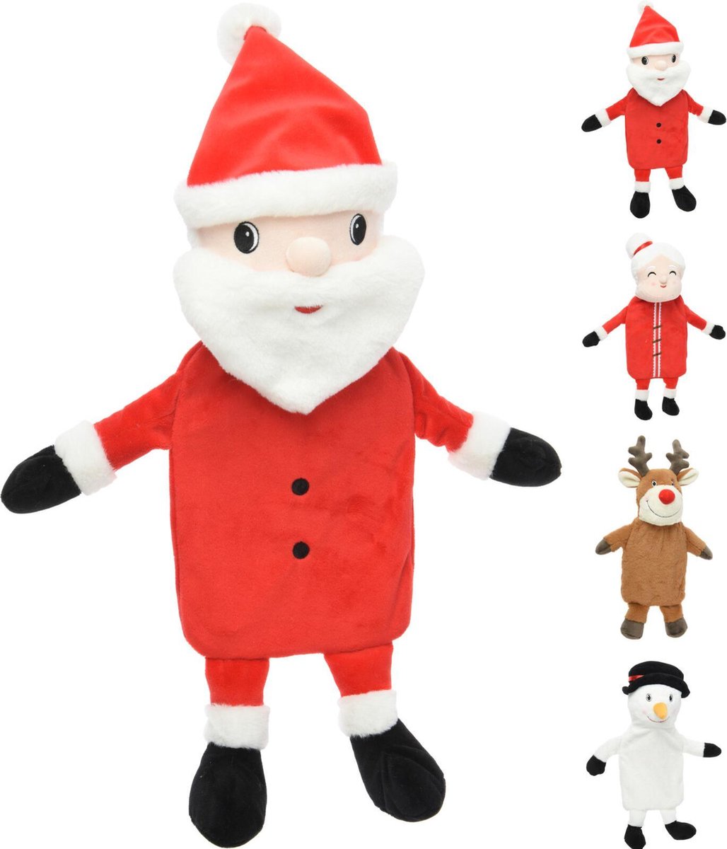Goedkoopste Warmwater kruik Kerst verschillende designs - warmwaterkruik - Kerstman - Sneeuwpop - Rendier - Kerstvrouw - 0,75 liter