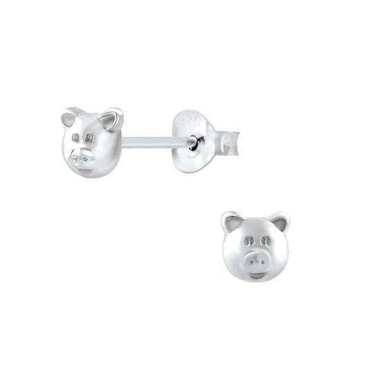 Joy|S - Zilveren varkentje oorbellen - 5 mm