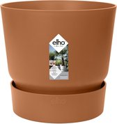 Elho Greenville Rond 14 - Bloempot voor Buiten - Gemaakt van Gereycled Plastic - Ø 14.0 x H 13.4 cm - Gemberbruin