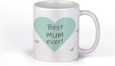 Mok voor Moeder - Best Mum Ever! - Mintgroen hart -Moederdag cadeautje - moederdagmok - mama- cadeautip