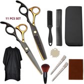 Professionele kappersschaar set - 11 delig - Haar Snijden Schaar Kits 11 Pcs - Inclusief kappersmantel