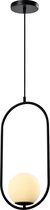 QUVIO Hanglamp modern - Lampen - Plafondlamp - Leeslamp - Verlichting - Verlichting plafondlampen - Keukenverlichting - Lamp - E27 Fitting - Met 1 lichtpunt - Voor binnen - Metaal - Glas - 15 x 25 x 51 cm - Zwart