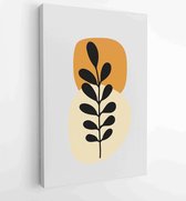 Botanische muur kunst vector set. Earth tone boho gebladerte lijntekeningen tekenen met abstracte vorm. 4 - Moderne schilderijen – Verticaal – 1866300556 - 80*60 Vertical