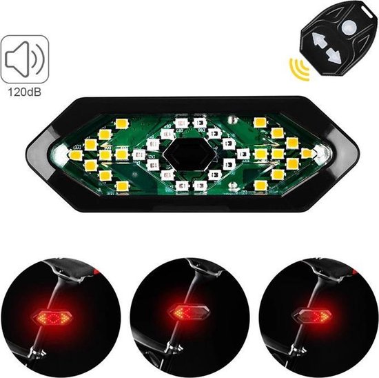 LED Fiets Achterlicht- Veiligheidswaarschuwing- Draadloze Afstandsbediening- Richtingaanwijzer- Lamp Met Elektronische Hoorn — afbeelding 3