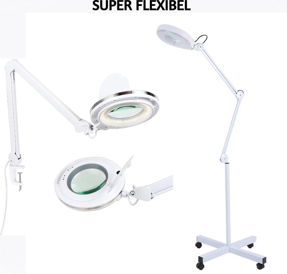 24 W led-lamp op voet, vergrootglas, verlicht, esthetisch