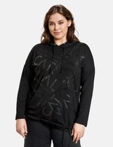 SAMOON Dames Shirt met capuchon en glitterprint Black gemustert-54