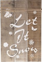 Wandbord -  let it snow - historic wood - Kerstdecoratie - Ø20x29x3cm - Natural