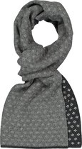 Profuomo heren sjaal - gebreid wolmengsel met kasjmier - antraciet met wit dessin -  Maat: One size