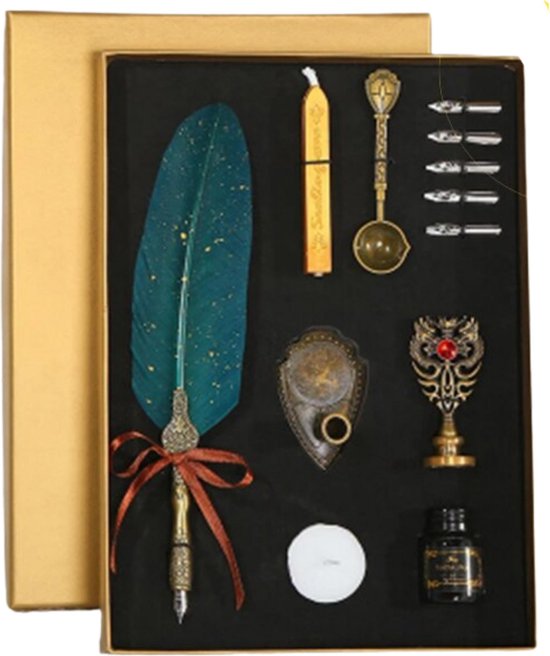 Feather Pen, 1.0mm Feather Pen Set Vintage Style Kalligrafie Pen Geschenkdoos Student Schrijven Tool Home Decor Feather Pen, 1.0mm Feather Pen Set Vintage Style Kalligrafie Pen Geschenkdoos Student Schrijven Tool Home Decor
