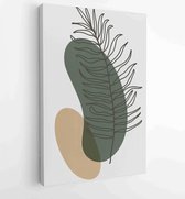 Botanische muur kunst vector set. Earth tone boho gebladerte lijntekeningen tekenen met abstracte vorm. 2 - Moderne schilderijen – Verticaal – 1866300550 - 40-30 Vertical