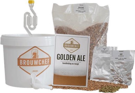BrouwChef Bierbrouwpakket – Startpakket Golden Ale – Zelf Bier Brouwen – Bier Brouwen Startpakket – Origineel Cadeau