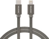 Swissten Lightning naar USB-C Kabel voor iPhone 8/SE/X/XS/XR/11/12/13/14 - Pro/Pro Max/Mini/Plus en diverse iPad modellen - 1.2M - Grijs